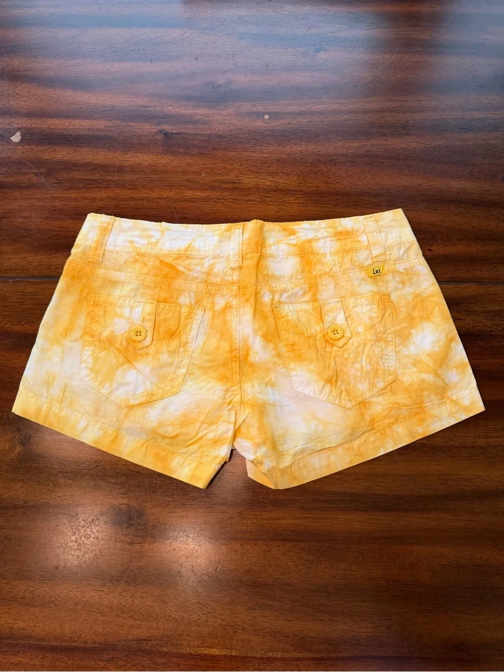 lei Yellow Tie-Dye High Waist Cotton Shorts